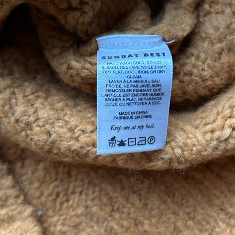 Aritzia Sunday Best Melly Sweater mustard yellow xs cropped mock neck - Picture 9 of 12